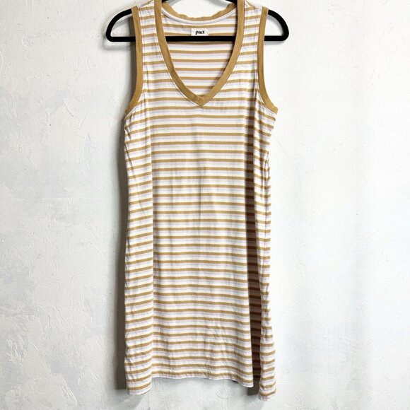 Pact T-Shirt Dress Mini Womens Comfort Organic Cotton Striped Womens Medium - Picture 1 of 9